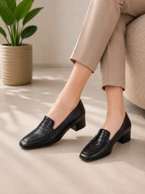 کفش تمام چرم زنانه پاشنه ۵ سانتی